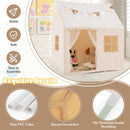 Kids Playhouse Tent with Glowing Stars and Mat – Beige