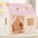 Kids Playhouse Tent with Glowing Stars and Mat – Pink