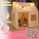 Kids Playhouse Tent with Glowing Stars and Mat – Pink