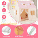 Kids Playhouse Tent with Glowing Stars and Mat – Pink
