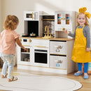 Natural and White Play Kitchen with Lights and Fabric Drawers – Natural