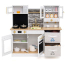 Natural and White Play Kitchen with Lights and Fabric Drawers – Natural