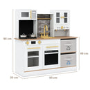 Natural and White Play Kitchen with Lights and Fabric Drawers – Natural