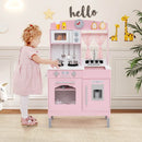 Height-Adjustable Pink Play Kitchen with Ice Maker – Pink
