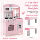 Height-Adjustable Pink Play Kitchen with Ice Maker – Pink