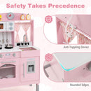 Height-Adjustable Pink Play Kitchen with Ice Maker – Pink