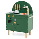 Compact Play Kitchen with Curved Backboard and Cookware – Green