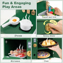 Compact Play Kitchen with Curved Backboard and Cookware – Green