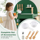 Compact Play Kitchen with Curved Backboard and Cookware – Green
