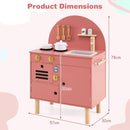 Compact Play Kitchen with Curved Backboard and Cookware – Pink