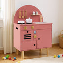 Compact Play Kitchen with Curved Backboard and Cookware – Pink