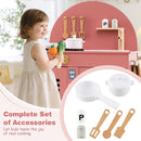 Compact Play Kitchen with Curved Backboard and Cookware – Pink