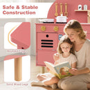 Compact Play Kitchen with Curved Backboard and Cookware – Pink