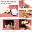 Compact Play Kitchen with Curved Backboard and Cookware – Pink