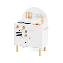 Compact Play Kitchen with Curved Backboard and Cookware – White