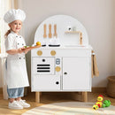 Compact Play Kitchen with Curved Backboard and Cookware – White