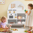 Compact Play Kitchen with Curved Backboard and Cookware – White
