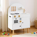 Compact Play Kitchen with Curved Backboard and Cookware – White