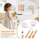 Compact Play Kitchen with Curved Backboard and Cookware – White