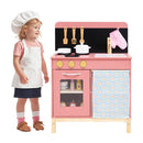 Compact Pink Play Kitchen with Curtain and Chef Apron – Pink