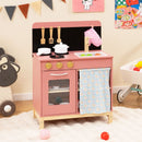 Compact Pink Play Kitchen with Curtain and Chef Apron – Pink