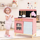 Compact Pink Play Kitchen with Curtain and Chef Apron – Pink