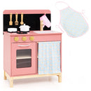Compact Pink Play Kitchen with Curtain and Chef Apron – Pink