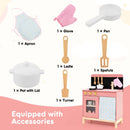 Compact Pink Play Kitchen with Curtain and Chef Apron – Pink
