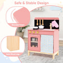 Compact Pink Play Kitchen with Curtain and Chef Apron – Pink