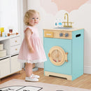 Wooden Toy Washing Machine with Sink – Blue