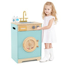 Wooden Toy Washing Machine with Sink – Blue