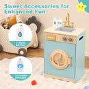 Wooden Toy Washing Machine with Sink – Blue