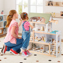 Wooden Dollhouse with Balcony Pool and 33 Furniture Pieces – Light Green