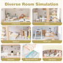 Wooden Dollhouse with Balcony Pool and 33 Furniture Pieces – Light Green
