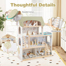 Wooden Dollhouse with Balcony Pool and 33 Furniture Pieces – Light Green