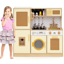 Yellow Play Kitchen with Rattan Doors, Lights and Sounds – Yellow