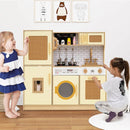Yellow Play Kitchen with Rattan Doors, Lights and Sounds – Yellow