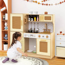 Yellow Play Kitchen with Rattan Doors, Lights and Sounds – Yellow