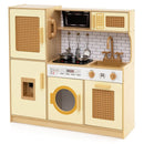 Yellow Play Kitchen with Rattan Doors, Lights and Sounds – Yellow