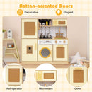 Yellow Play Kitchen with Rattan Doors, Lights and Sounds – Yellow