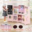 Corner Play Kitchen with Chalkboard, Lights and Ice Maker – Pink