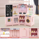 Corner Play Kitchen with Chalkboard, Lights and Ice Maker – Pink