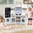 Corner Play Kitchen with Chalkboard, Lights and Ice Maker – White