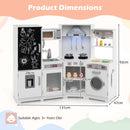 Corner Play Kitchen with Chalkboard, Lights and Ice Maker – White