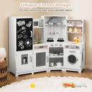 Corner Play Kitchen with Chalkboard, Lights and Ice Maker – White