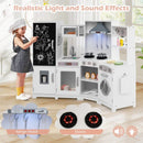 Corner Play Kitchen with Chalkboard, Lights and Ice Maker – White