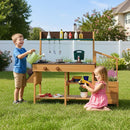 Outdoor Mud Kitchen with Planter Boxes and Trellis – Brown
