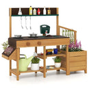 Outdoor Mud Kitchen with Planter Boxes and Trellis – Brown