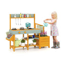 Outdoor Mud Kitchen with Planter Boxes and Trellis – Yellow