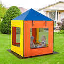 Kids Wooden Sandpit Playhouse with Mesh Canopy – Colourful